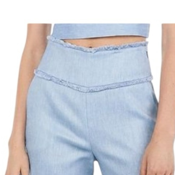 Express Wide Leg Super High Rise Linen Blend Pants Size 4 Short - Picture 7 of 9